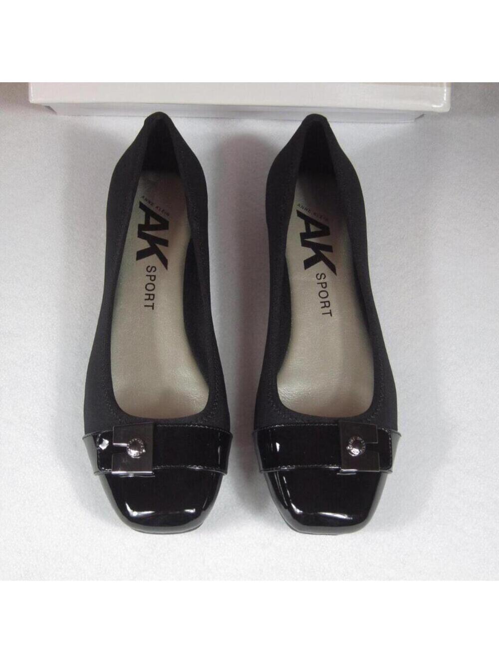 Anne Klein Womens 8 Black Ballet Flats Ursala Square Cap Toe Buckle NEW IN BOX - Picture 3 of 9